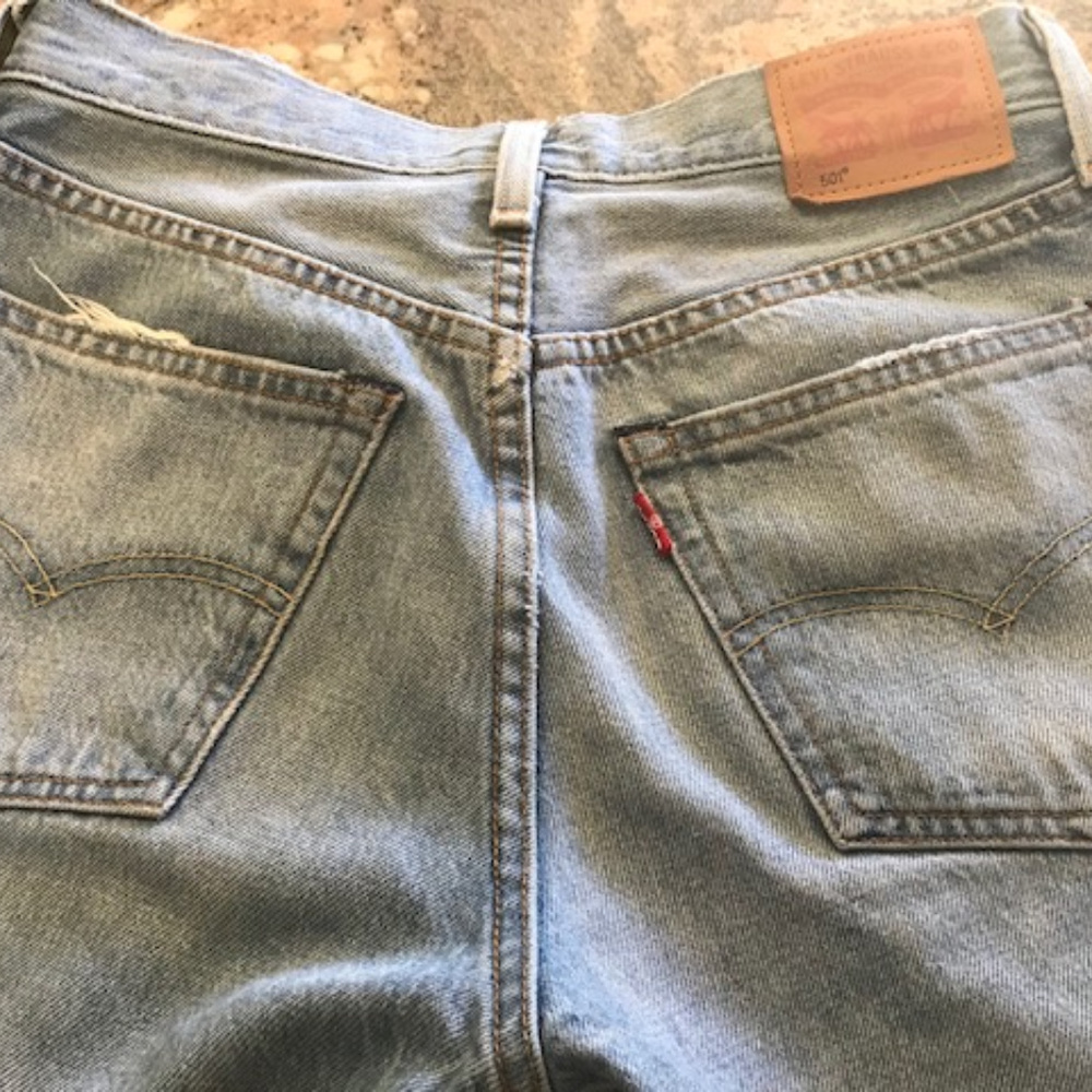 Levi's 501Distressed White Oak Cone Denim  Jeans - Picture 4 of 8